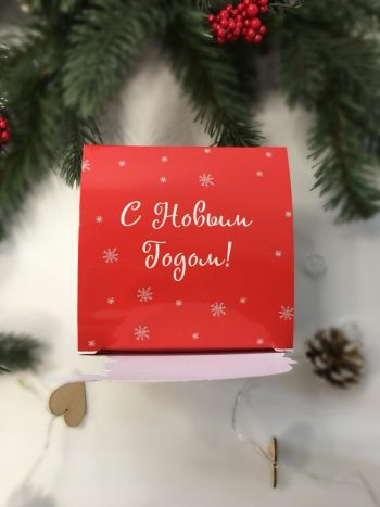 Коробка подарочная кубик для новогоднего подарка Дед мороз, 100х100х189 мм — изображение 3